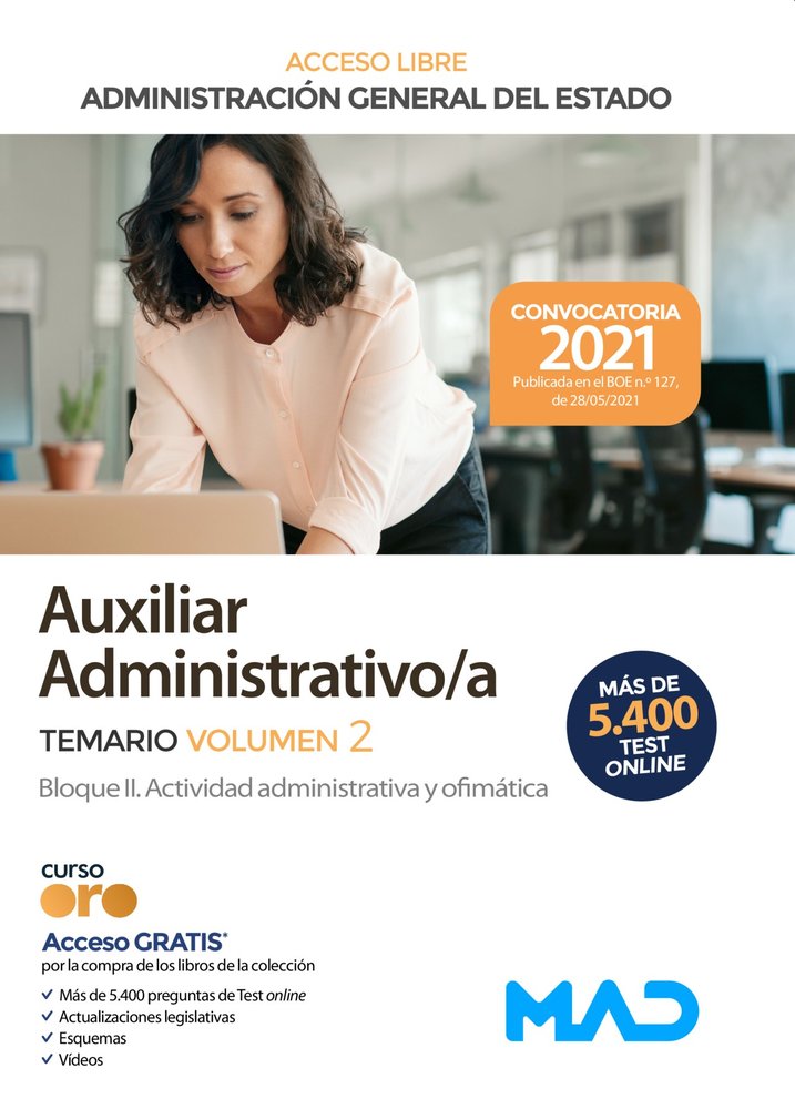 TEMARIO VOL.2 AUXILIAR ADMINISTRATIVO ACCESO LIBRE ADMINISTRACION, de AAVV | portada del libro