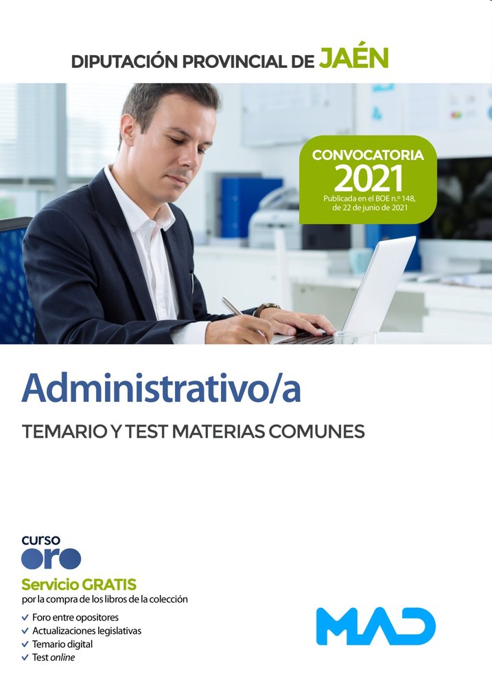 ADMINISTRATIVO TEM COM Y TEST DIPUTACION DE JAEN | portada del libro
