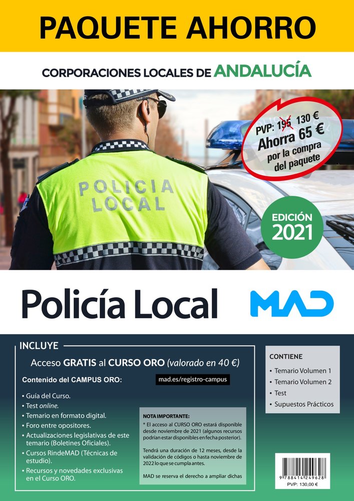 PAQUETE AHORRO POLICIA LOCAL ANDALUCIA AHORRA 65 & X020A, de 7 EDITORES#LOPEZ ALVAREZ | portada del libro