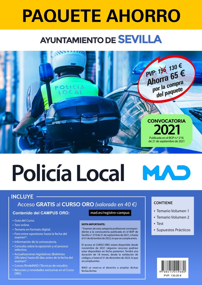 PAQUETE AHORRO POLICIA LOCAL AYUNTAMIENTO DE SEVILLA. AH, de 7 EDITORES#LOPEZ ALVAREZ | portada del libro