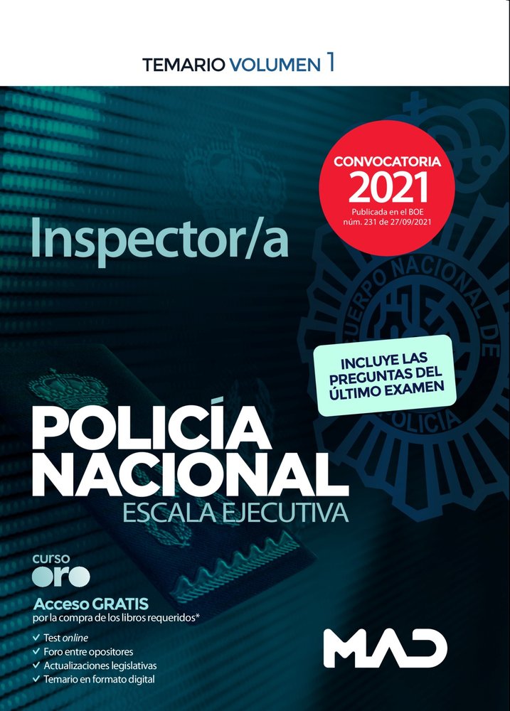 INSPECTOR/A POLICIA NACIONAL TEMARIO VOLUMEN 1, de 7 EDITORES#RODRIGUEZ YERGO | portada del libro