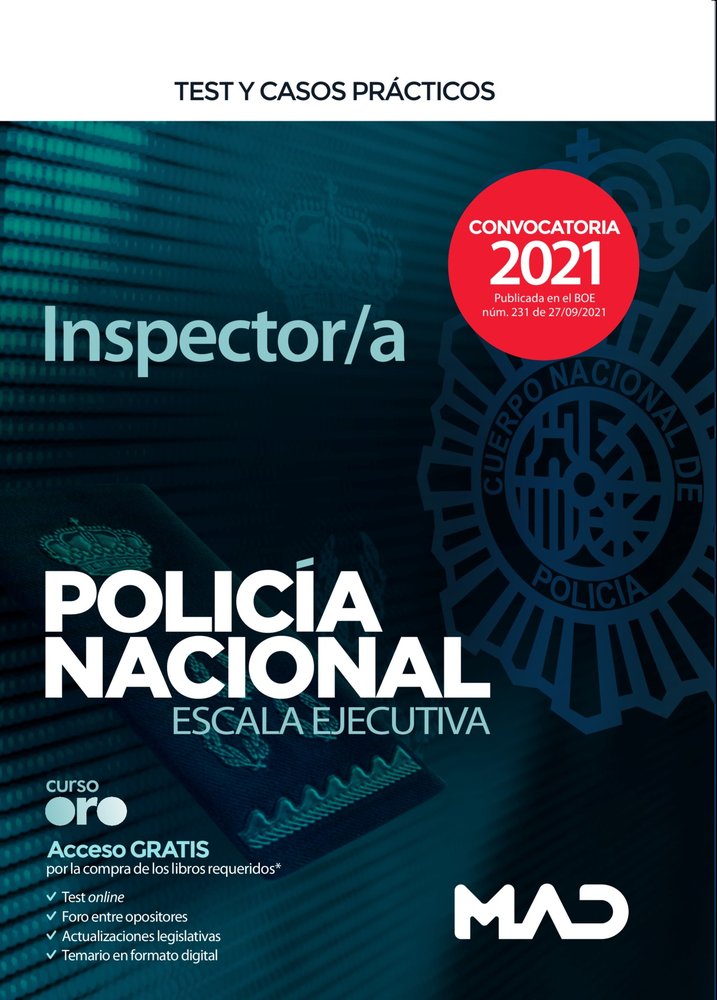 INSPECTOR/A POLICIA NACIONAL TEST Y CASOS PRACTICOS, de RODRIGUEZ YERGO | portada del libro