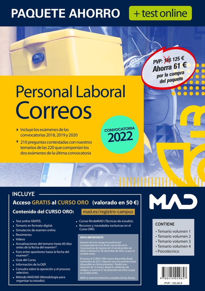 PAQUETE AHORRO PERSONAL LABORAL CORREOS TEST ONLINE. AHORR, de 7 EDITORES#GUILLEN GIL | portada del libro