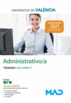 ADMINISTRATIVO/A UNIVERSITAT VALENCIA TEMARIO VOLU, de Varios autores | portada del libro