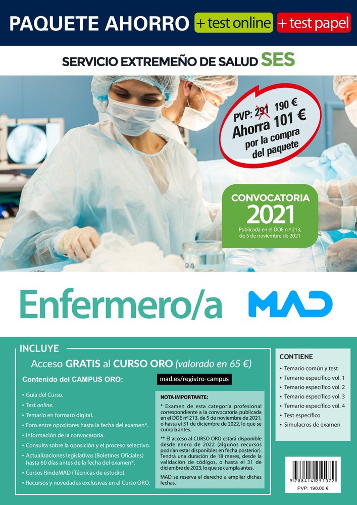 PAQUETE AHORRO ENFERMERO/A SERVICIO EXTREMEÑO SALUD | portada del libro