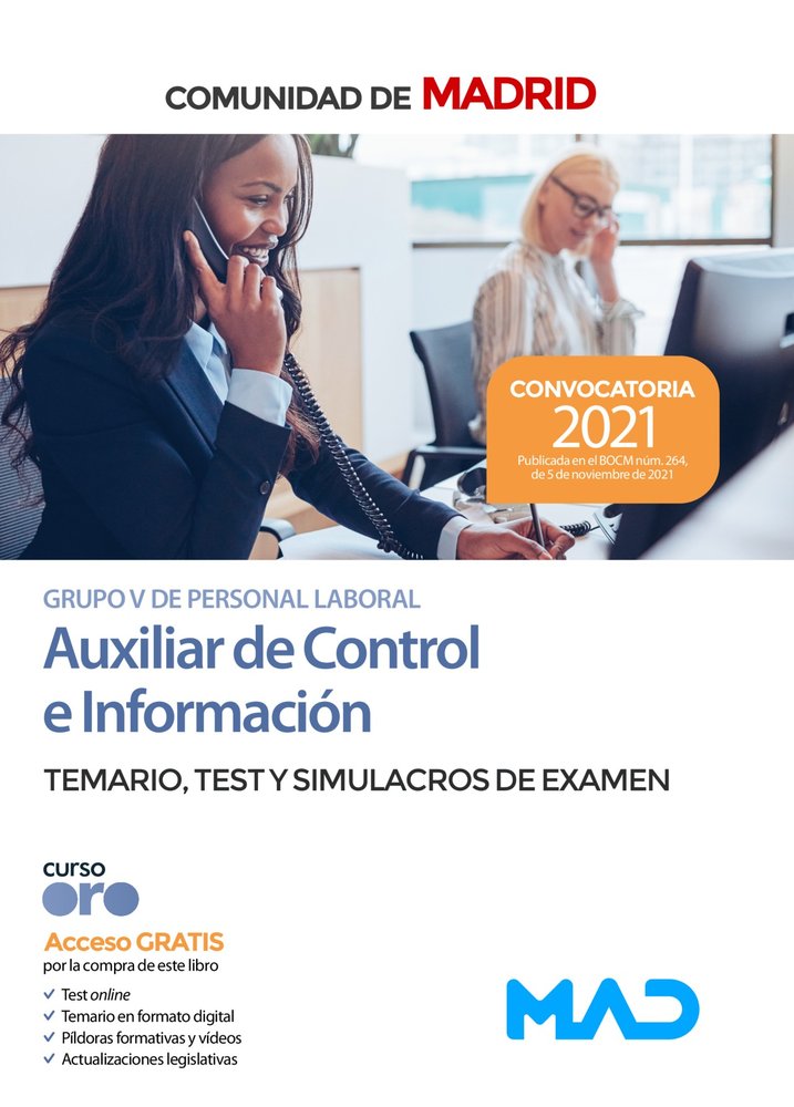 AUXILIAR DE CONTROL E INFORMACION COMUNIDAD DE MADRID. TEMARIO, T | portada del libro
