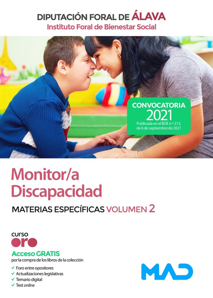 MONITOR/A DISCAPACIDAD INSTITUTO FORAL BIENESTAR SOCI, de CLAVIJO GAMERO | portada del libro