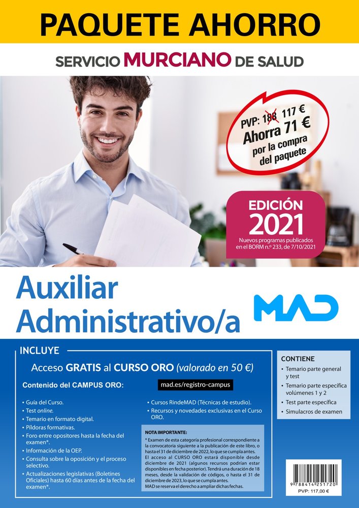 PAQUETE AHORRO AUXILIAR ADMINISTRATIVO/A, de AA.VV. | portada del libro