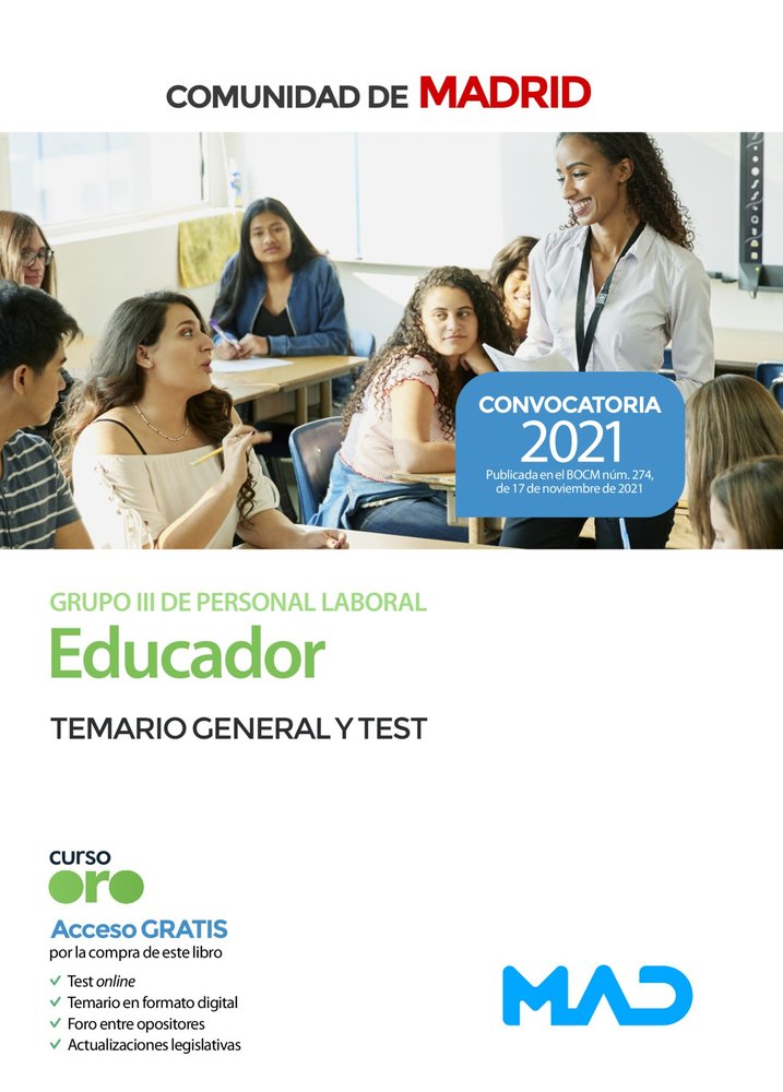 Educador (Grupo III) de la Comunidad de Madrid. Temario General y Test, de 7 EDITORES#GARCIA FERNANDEZ | portada del libro