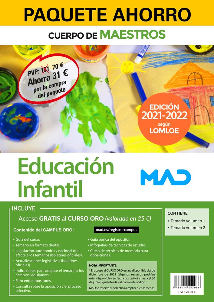 PAQUETE AHORRO EDUCACION INFANTIL CUERPO MAESTROS). AHOR, de RIBES ANTUÑA | portada del libro