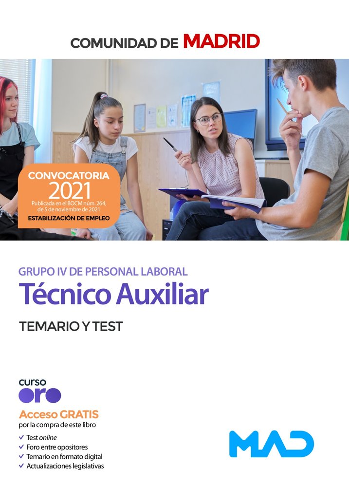 TECNICO AUXILIAR GRUPO IV TURNO ESTABILIZACION MADRID TEMAR | portada del libro