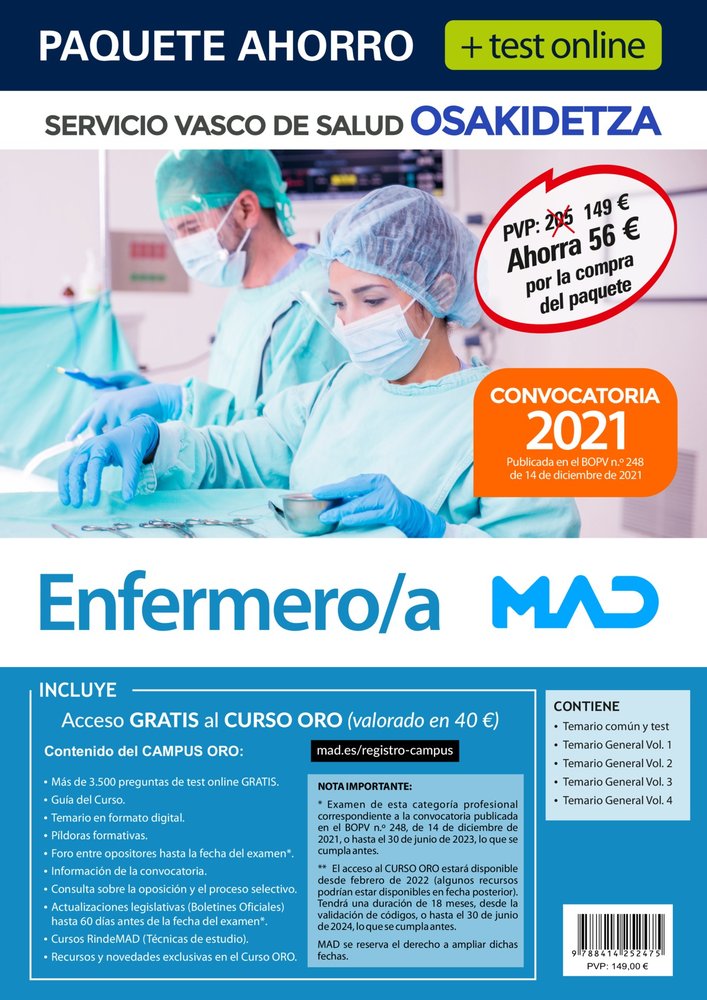 PAQUETE AHORRO +TEST ONLINE ENFERMERO/A, de AA.VV. | portada del libro