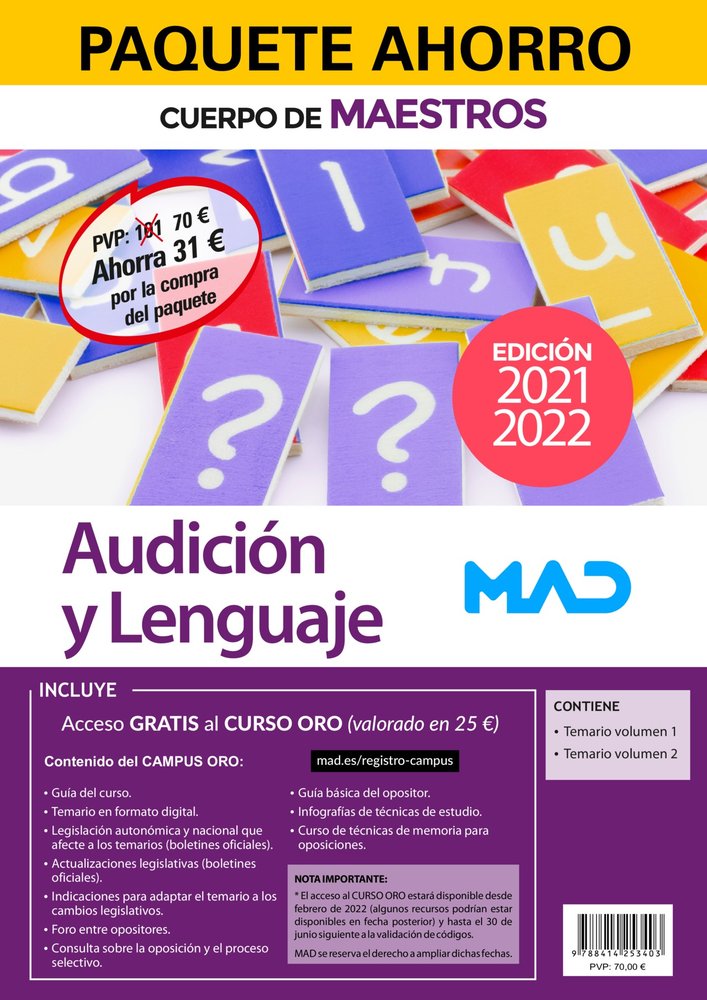 PAQUETE AHORRO AUDICION Y LENGUAJE CUERPO DE MAESTROS). AHO, de GARCIA LUCAS | portada del libro