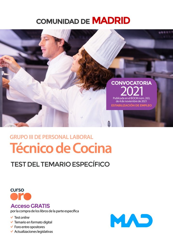 TECNICO DE COCINA DE LA COMUNIDAD DE MADRID (ESTABILIZACION), de 7 EDITORES | portada del libro