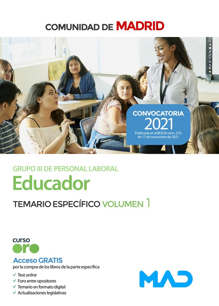 EDUCADOR GRUPO III COMUNIDAD MADRID TEMARIO ESPE, de CLAVIJO GAMERO | portada del libro