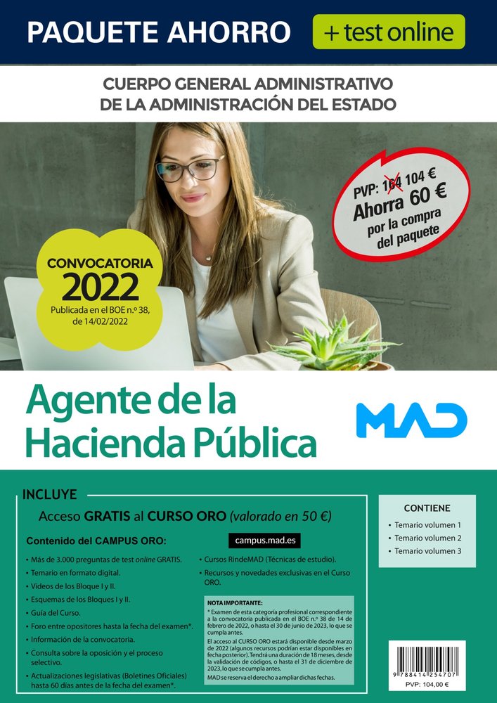 PAQUETE AHORRO AGENTE DE LA HACIENDA PUBLICA + TEST ONLINE., de 7 EDITORES#MARTINEZ DEL FRESNO | portada del libro