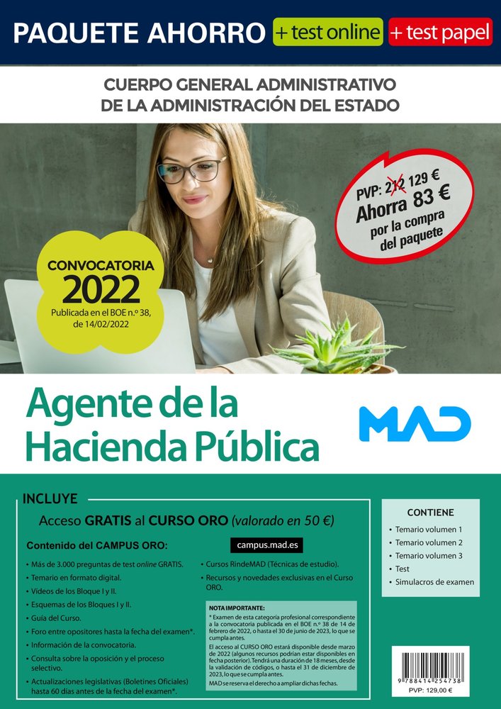 PAQUETE AHORRO AGENTE HACIENDA PUBLICA Y TEST PAPEL. A, de 7 EDITORES#USERO LOPEZ | portada del libro