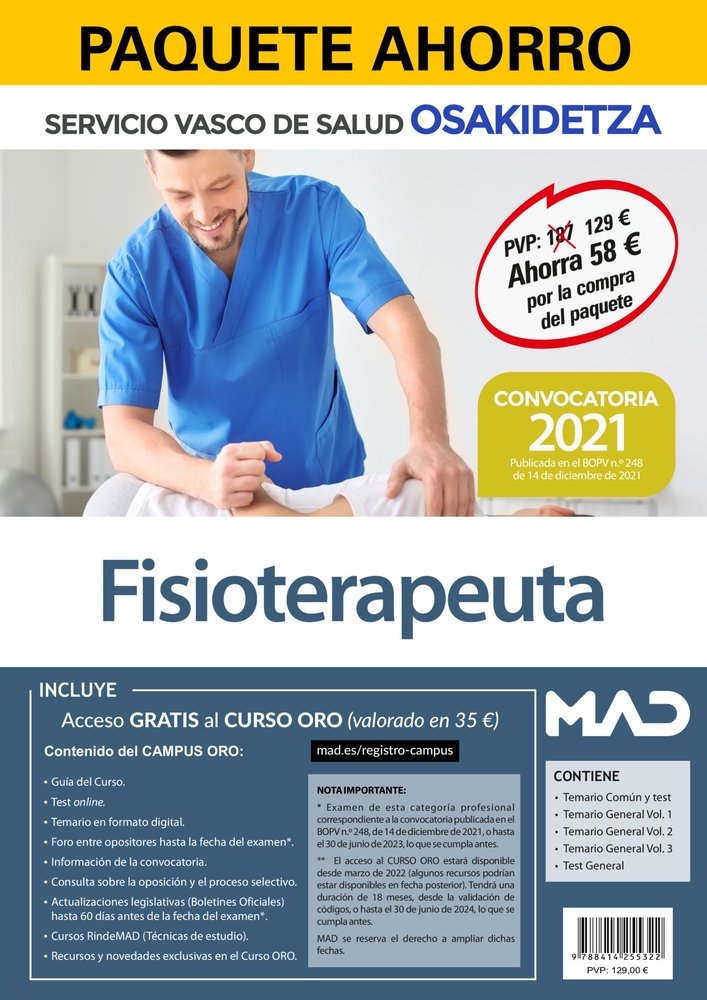 PAQUETE AHORRO FISIOTERAPEUTA SERVICIO VASCO DE SALUD (OSAKI, de 7 EDITORES#GONZALEZ RABANAL | portada del libro