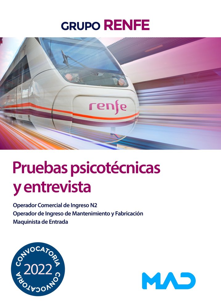 PRUEBAS PSICOTECNICAS Y ENTREVISTA GRUPO RENFE 2022 | portada del libro