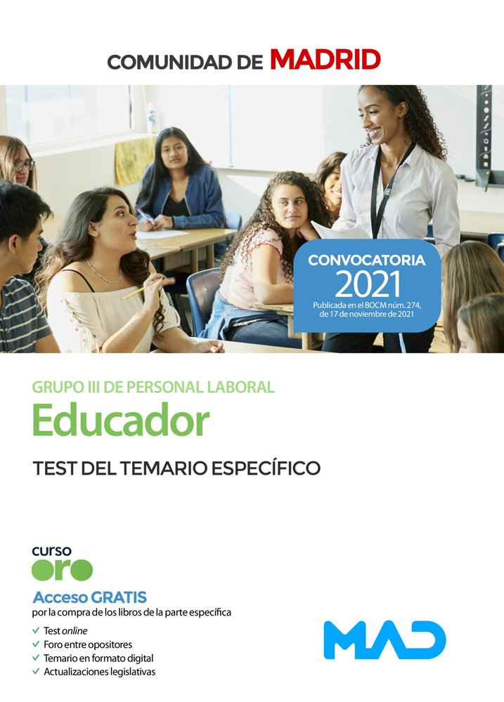 EDUCADOR GRUPO III COMUNIDAD MADRID TEST DEL TEM, de CLAVIJO GAMERO | portada del libro