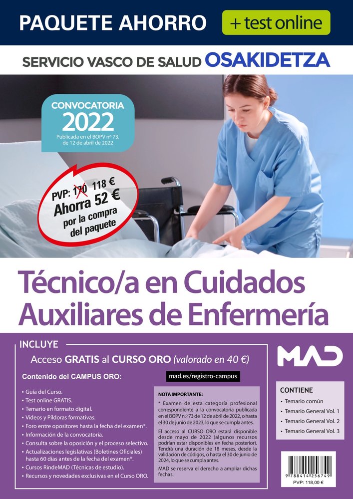 PAQUETE AHORRO Y TEST ONLINE TECNICO/A CUIDADOS AUXILIARES D, de 7 EDITORES#ANIA PALACIO | portada del libro