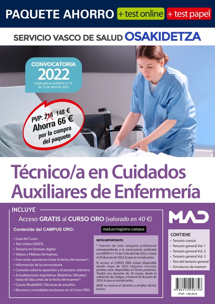 PAQUETE AHORRO + TEST PAPEL TECNICO/A CUIDADOS AUXILIARES DE, de 7 EDITORES#ANIA PALACIO | portada del libro