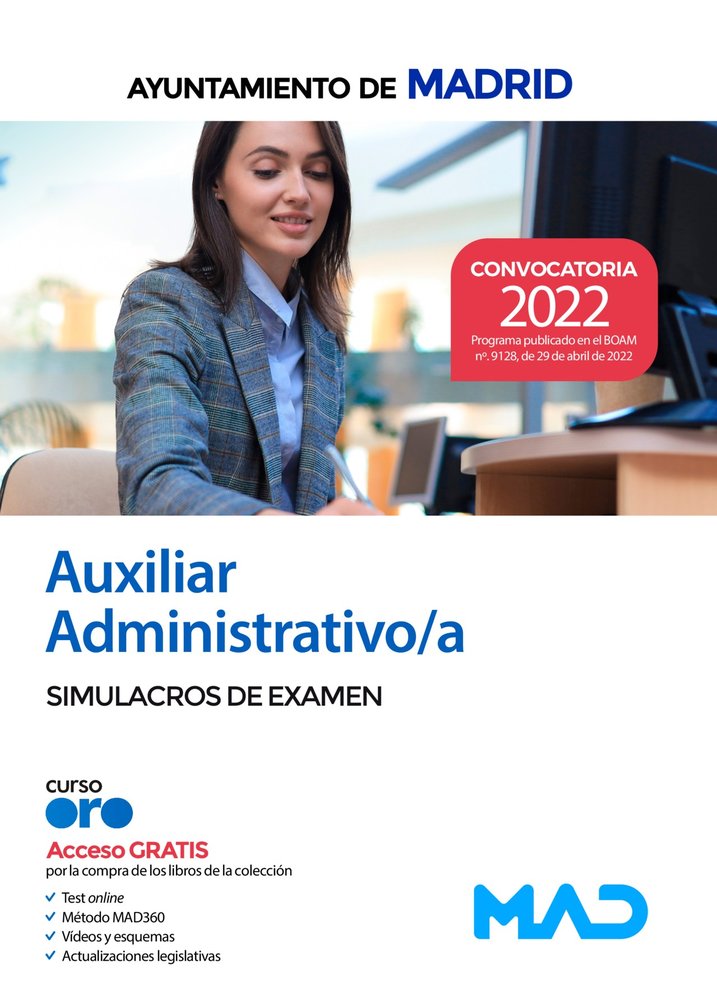 Auxiliar Administrativo del Ayuntamiento de Madrid. Simulacros de examen, de TOJEIRO ALCALA, CARLOS | portada del libro