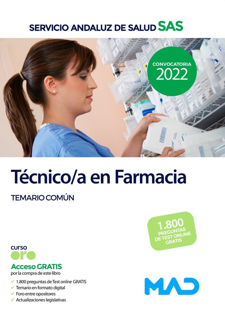 TECNICO/A FARMACIA SERVICIO ANDALUZ SALUD TEMARIO, de GOMEZ MARTINEZ | portada del libro