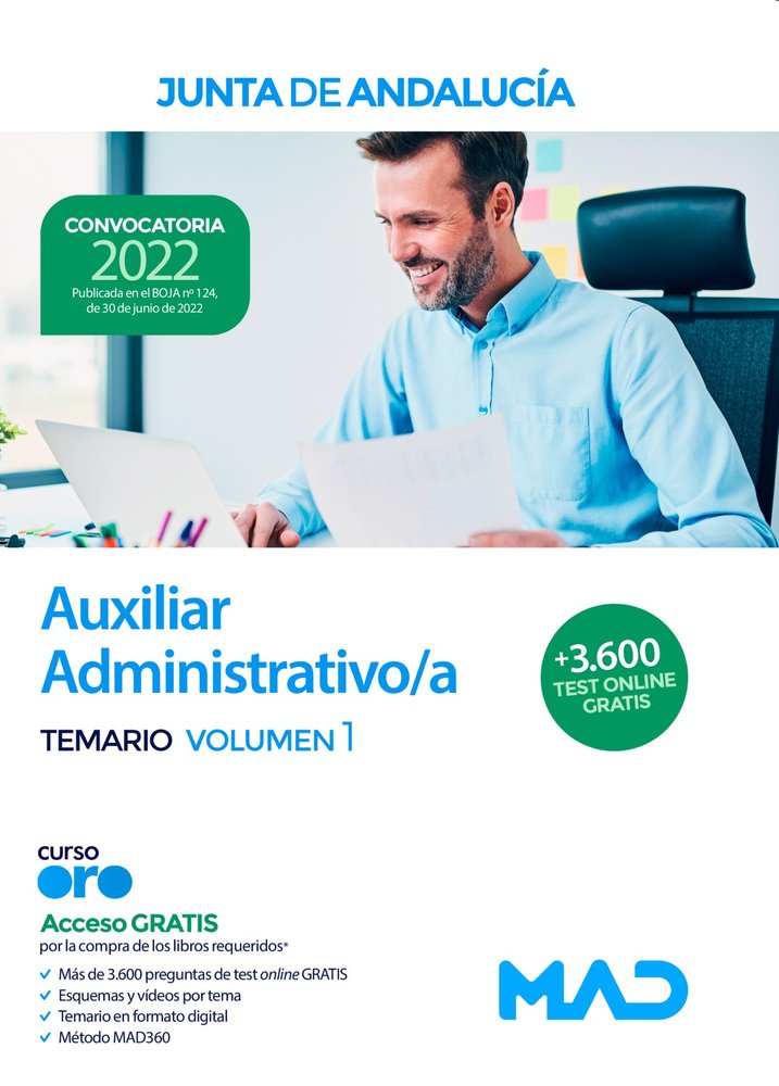 AUXILIAR ADMINISTRATIVO JUNTA ANDALUCIA VOL 1 | portada del libro