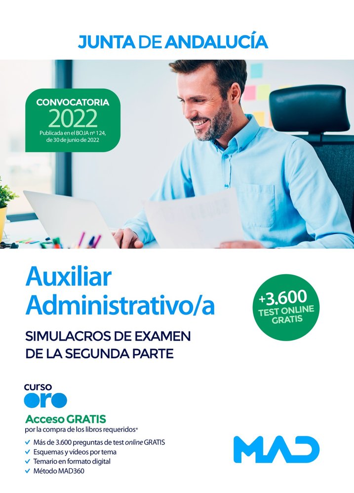 AUXILIAR JUNTA ANDALUCIA SIMULACRO EXAMEN SEGUNDA PARTE | portada del libro