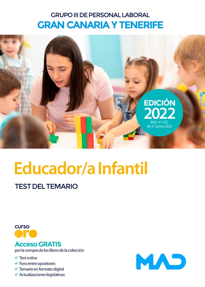 Educador/a Infantil (Grupo III de Personal Laboral) en las Islas de Gran Canaria y Tenerife. Test de | portada del libro