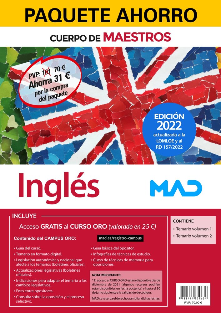 PAQUETE AHORRO INGLES CUERPO MAESTROS AHORRA 31& X020A, de GARCIA LUCAS | portada del libro