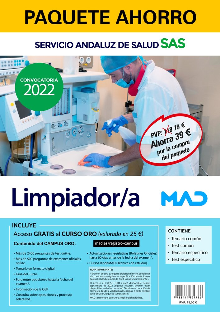 PAQUETE AHORRO LIMPIADOR/A SERVICIO ANDALUZ DE SALUD (SA, de GOMEZ MARTINEZ, DOMINGO | portada del libro