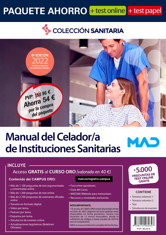 PAQUETE AHORRO + TEST PAPEL + TEST ONLINE MANUAL DEL CELADOR, de ANIA PALACIO | portada del libro