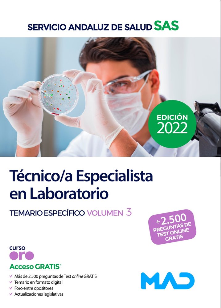 TECNICOS ESP DE LABORATORIO SERVICIO ANDALUZ SALUD VOL 3 | portada del libro