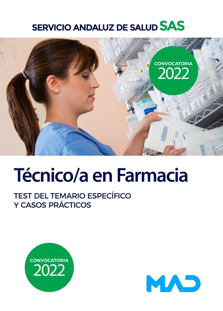 TECNICO FARMACIA TEST SUPUESTO PRACTICO SERVICIO ANDALUZ SA | portada del libro
