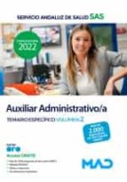 AUXILIAR ADMINISTRATIVO SERVICIO ANDALUZ SALUD VOL 2, de Varios autores | portada del libro