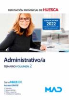 ADMINISTRATIVO/A DIPUTACION PROVINCIAL HUESCA TEMARIO, de Varios autores | portada del libro