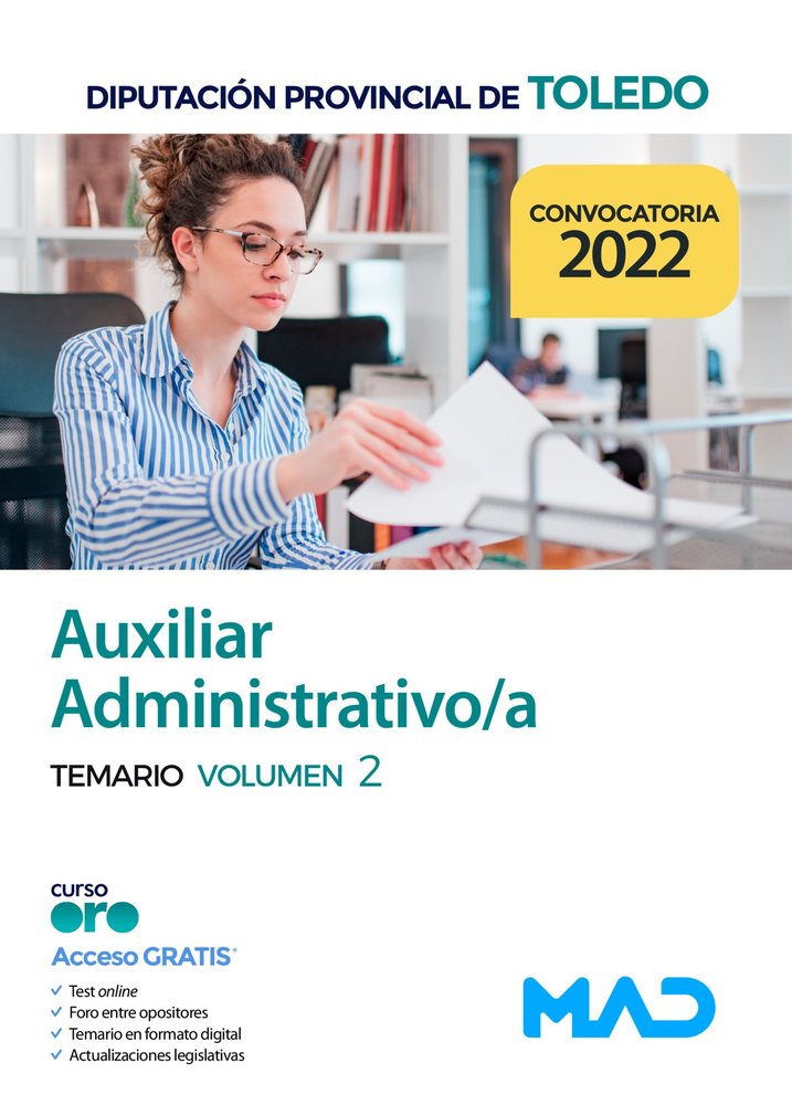 AUXILIAR ADMINISTRATIVO DIPUTACION DE TOLEDO TEMARIO 2 | portada del libro