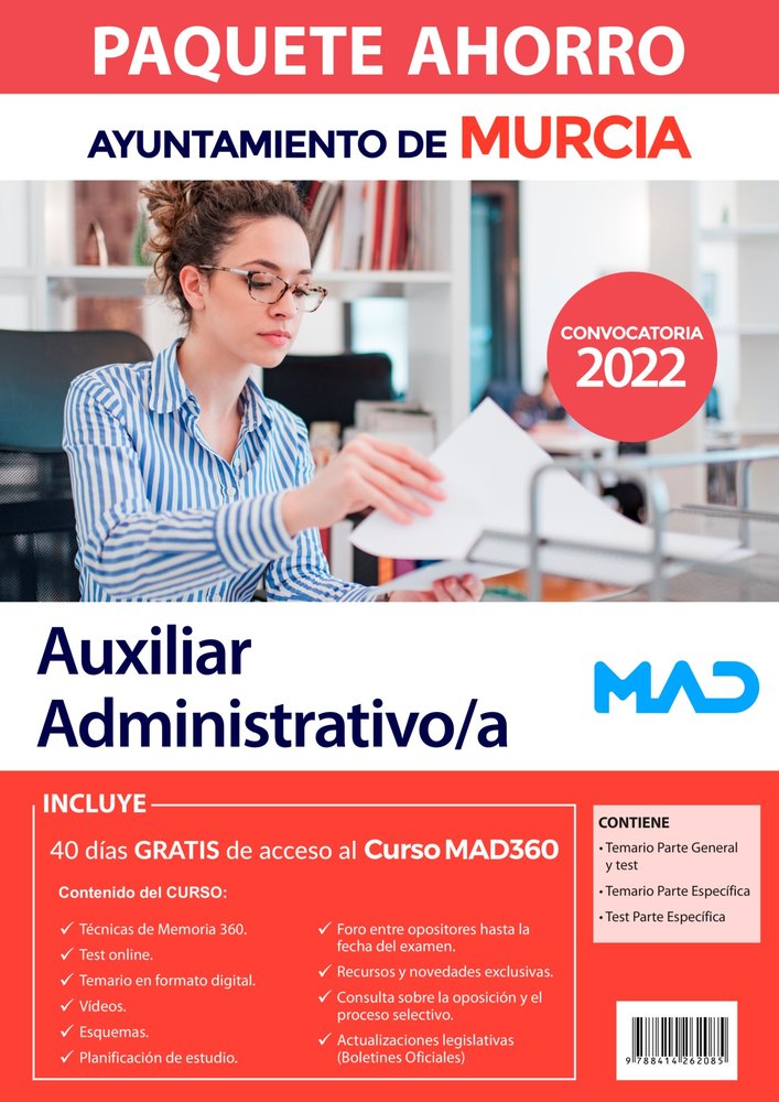 Paquete Ahorro Auxiliar Administrativo/a Ayuntamiento de Murcia. Ahorra 21 ? (incluye en papel: Tema, de TORRES FONSECA | por
