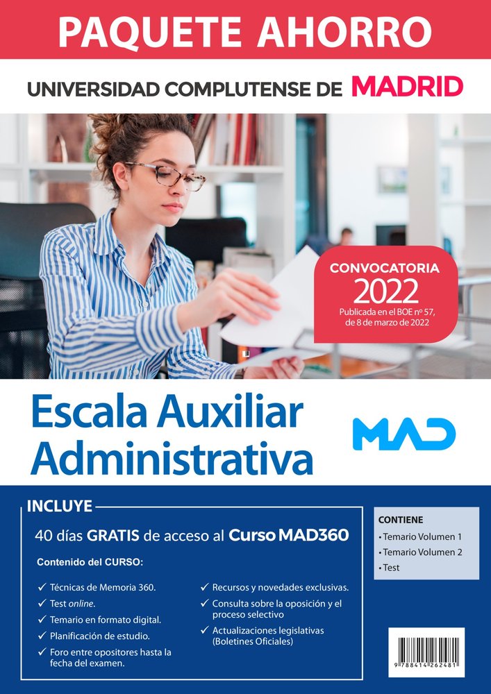 Paquete Ahorro Escala Auxiliar Administrativa Universidad Complutense Madrid. Ahorra 18 ? (incluye e, de GARCIA FERNANDEZ | p