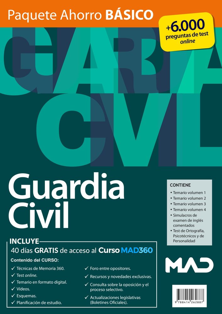 PAQUETE AHORRO BASICO GUARDIA CIVIL 2022 AHORRA 65 & X020A, de RODRIGUEZ YERGO | portada del libro