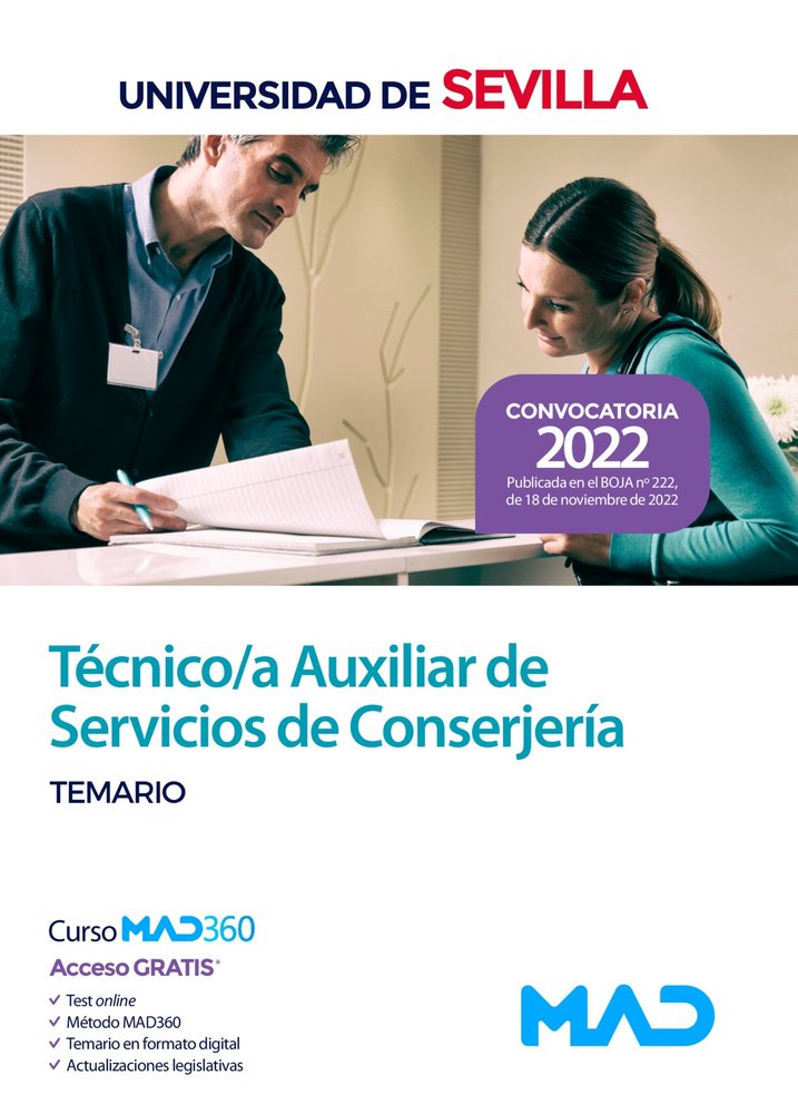 TECNICO AUXILIAR CONSERJERIA TEMARIO UNIVERSIDAD SEVILLA | portada del libro