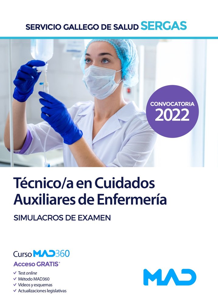 AUXILIAR ENFERMERIA SERVICIO GALLEGO SIMULACROS DE EXAMEN | portada del libro