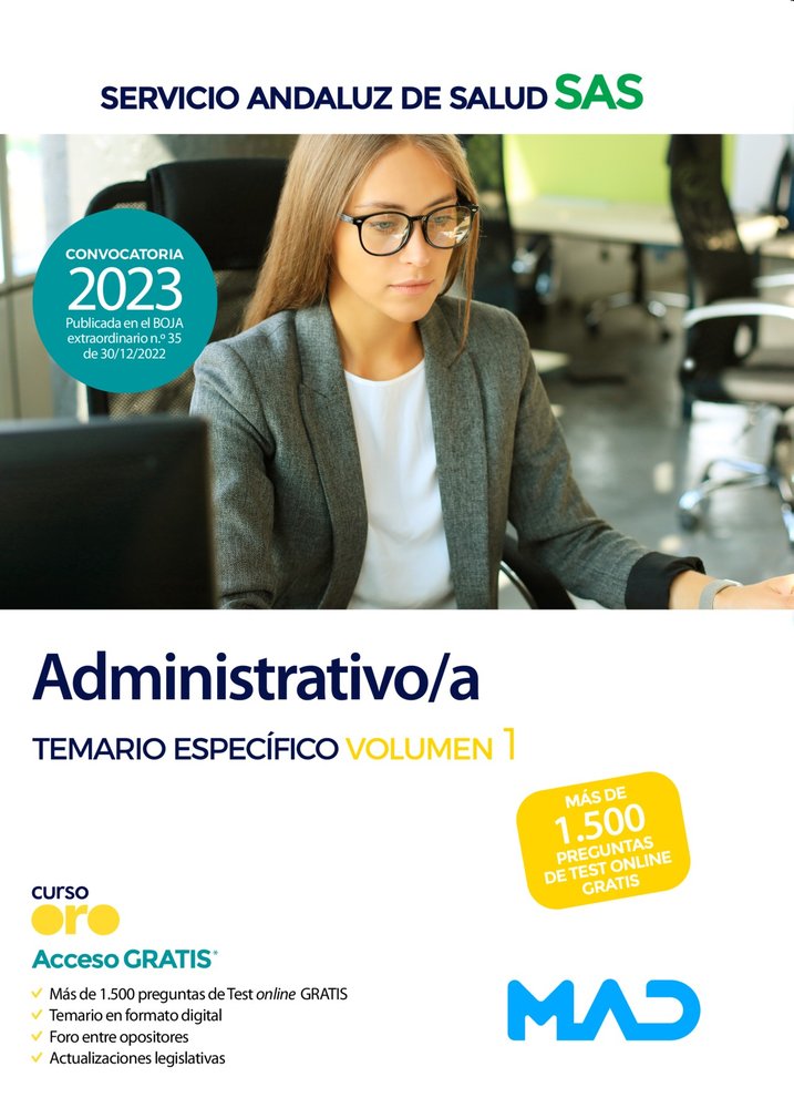 ADMINISTRATIVO SERVICIO ANDALUZ SALUD TEMARIO ESPECIFICO 1 | portada del libro