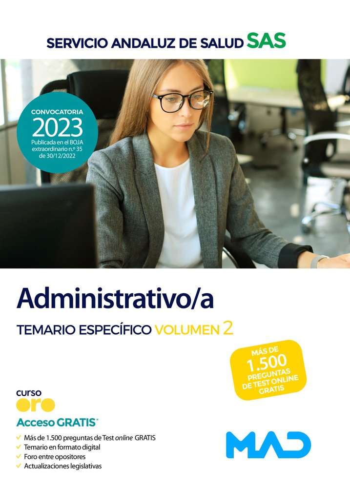 ADMINISTRATIVO SERVICIO ANDALUZ SALUD TEMARIO ESPECIFICO 2 | portada del libro
