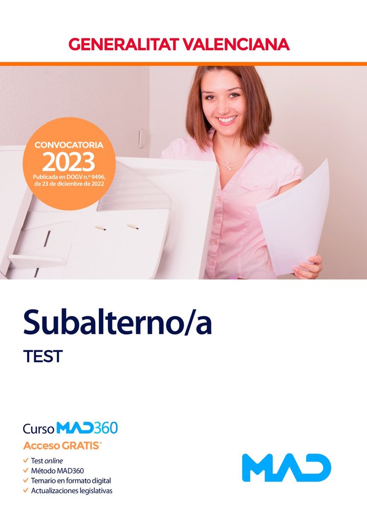 Subalterno/a de la Generalitat Valenciana. Test | portada del libro