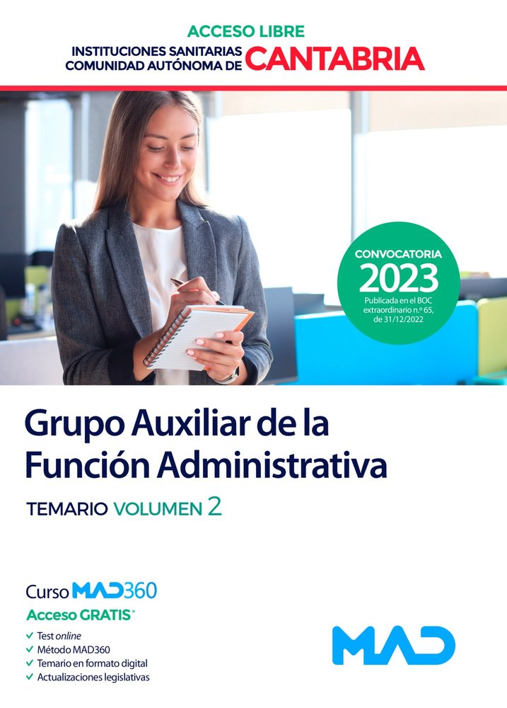 GRUPO AUXILIAR FUNCION ADM. INST. SANITARIA CANTABRIA TEM2, de GOMEZ MARTINEZ, DOMINGO | portada del libro