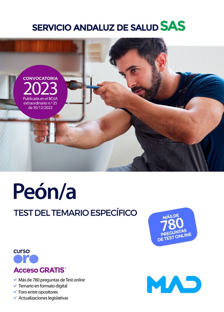PEON/A TEST ESPECIFICO SERVICIO ANDALUZ DE SALUD SAS | portada del libro