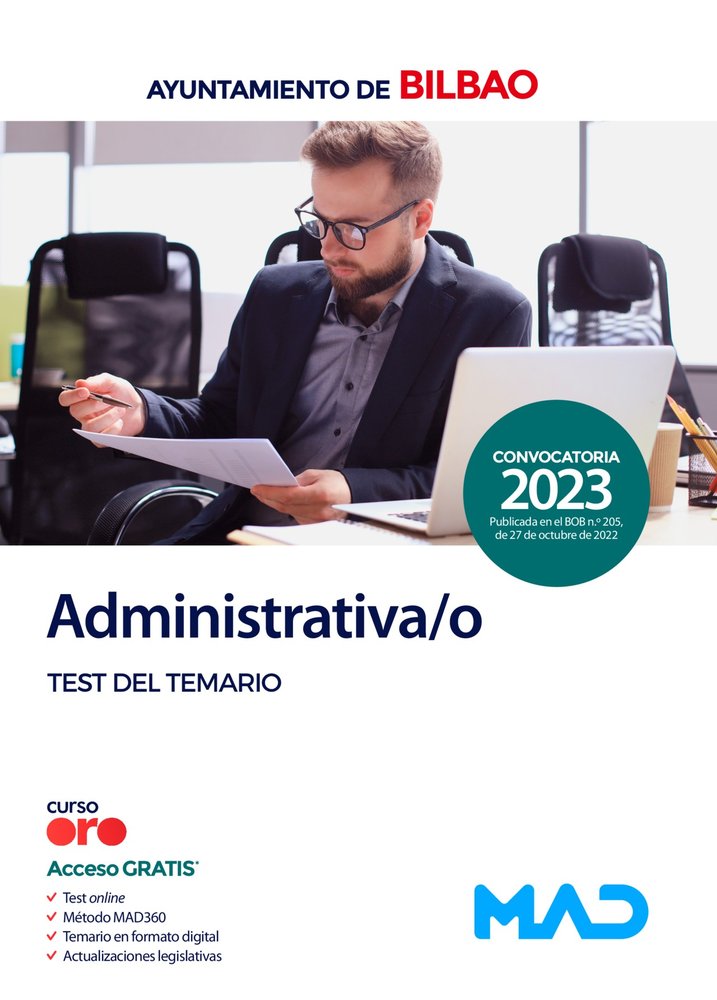 Administrativa/o del Ayuntamiento de Bilbao. Test, de 7 EDITORES | portada del libro